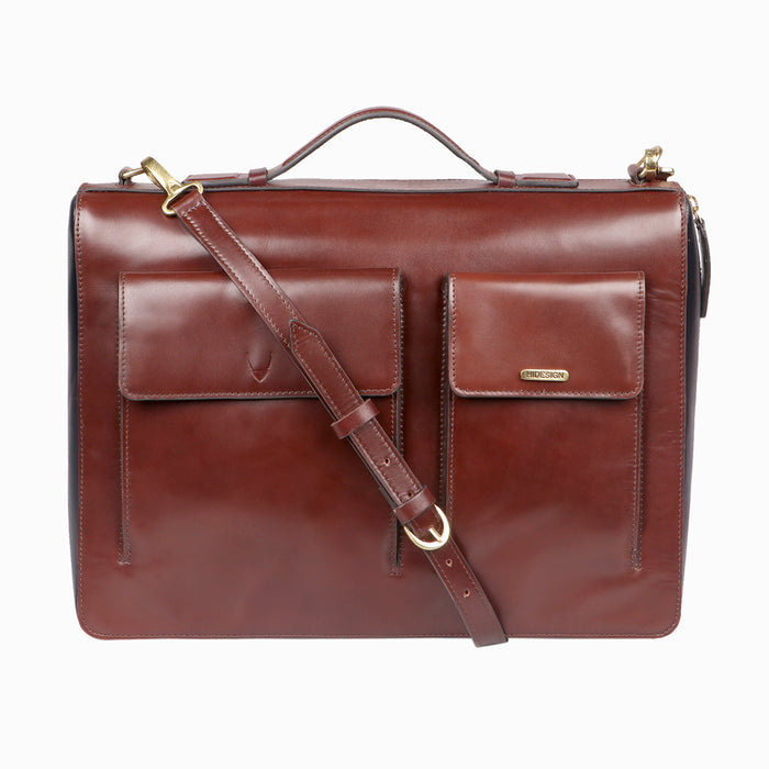 Vibes 02 Brown Leather  Briefcase