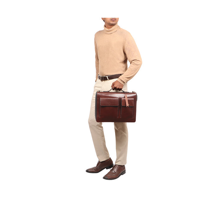 Vibes 02 Brown Leather  Briefcase