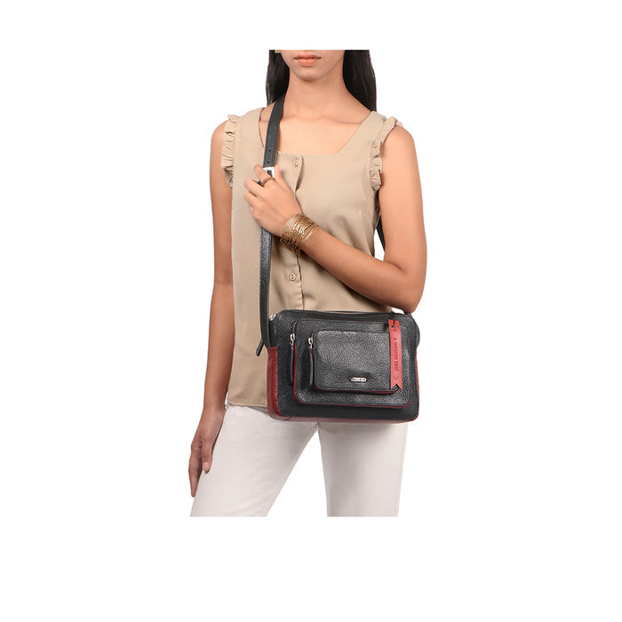 Vibes 03 Black Leather Sling Bag