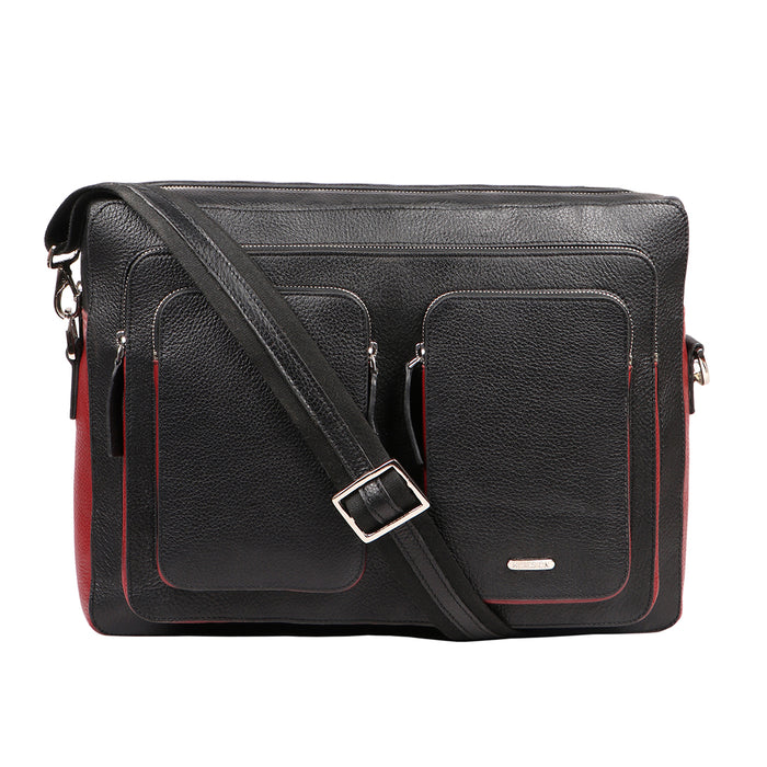 Vibes 04 Black Leather  Messenger Bag