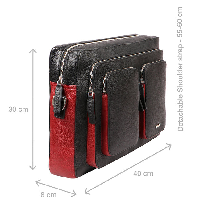 Vibes 04 Black Leather  Messenger Bag