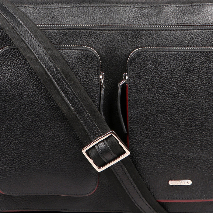 Vibes 04 Black Leather  Messenger Bag