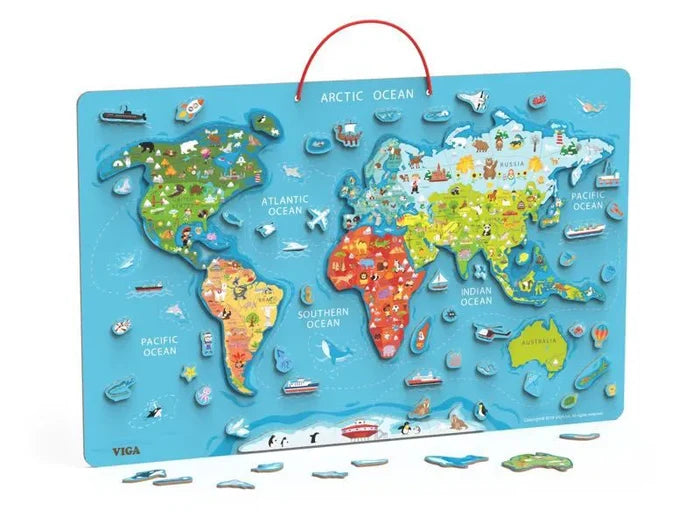 VIGA - Magnetic World Puzzle & Dry Erase Board