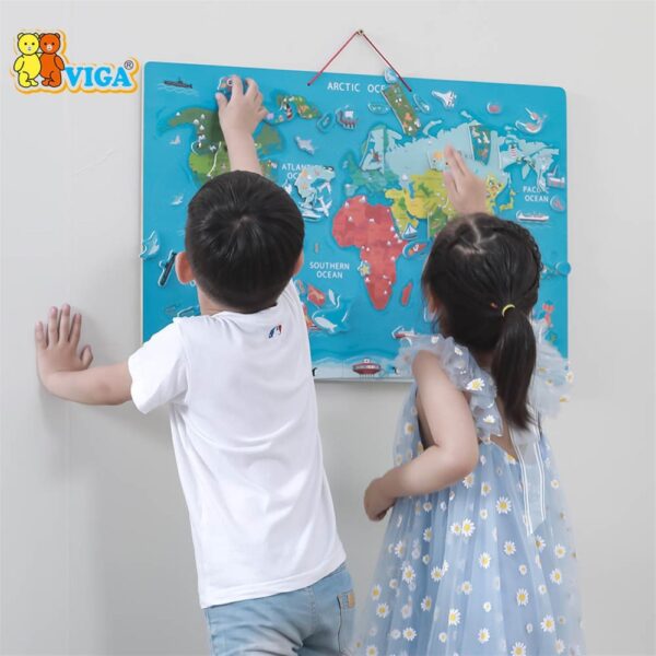 VIGA - Magnetic World Puzzle & Dry Erase Board
