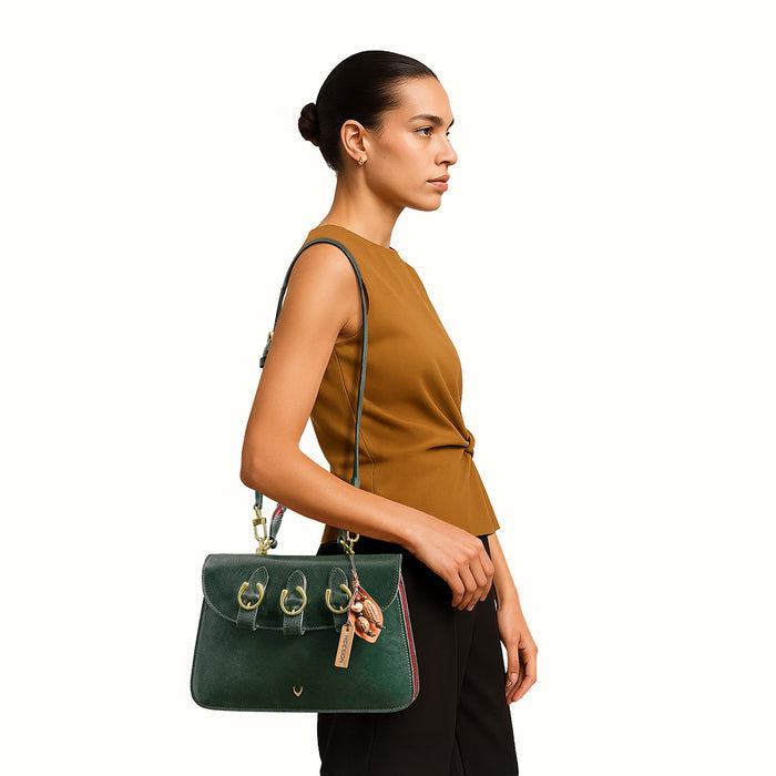 Vine 01 Green Leather Sling Bag