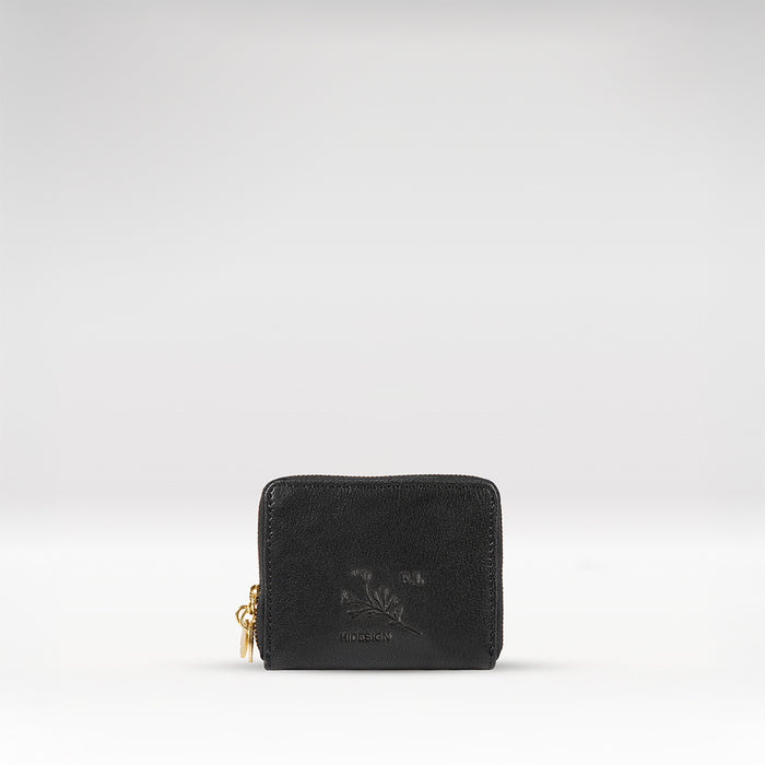 Vine W1 Black Leather Zip Around Wallet
