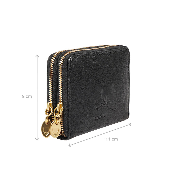 Vine W1 Black Leather Zip Around Wallet