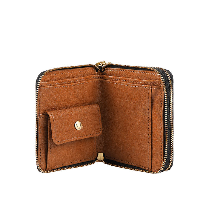 Vine W1 Black Leather Zip Around Wallet