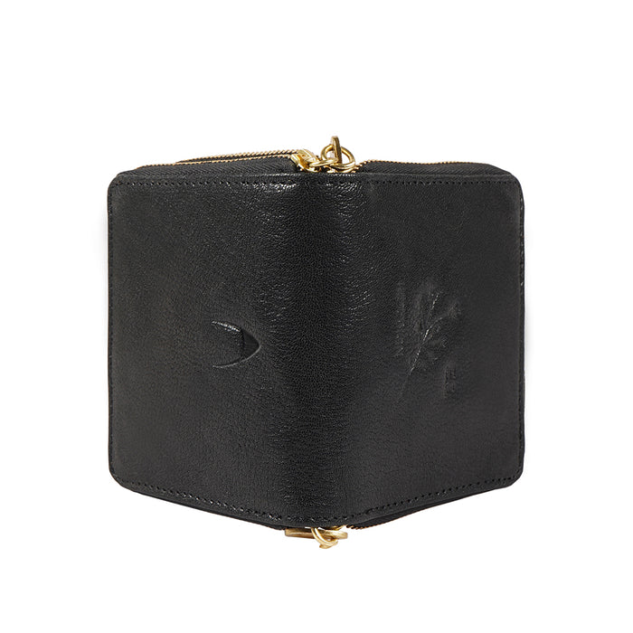 Vine W1 Black Leather Zip Around Wallet
