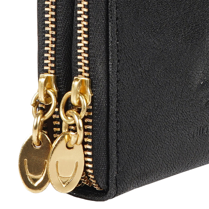 Vine W1 Black Leather Zip Around Wallet