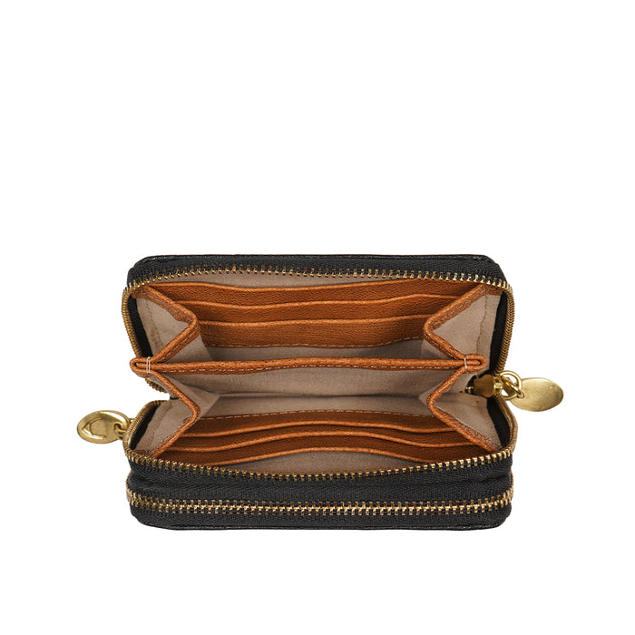 Vine W1 Black Leather Zip Around Wallet