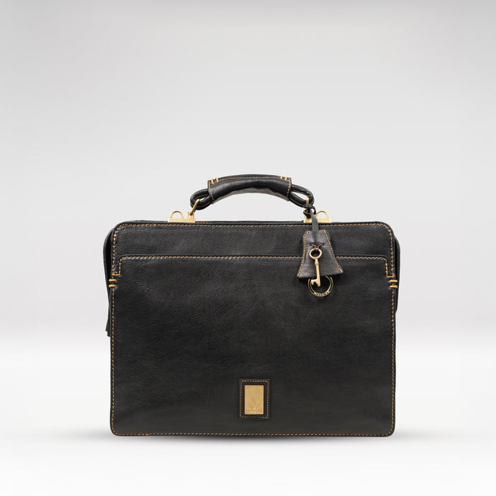 Viscounti 02 Black Leather Briefcase