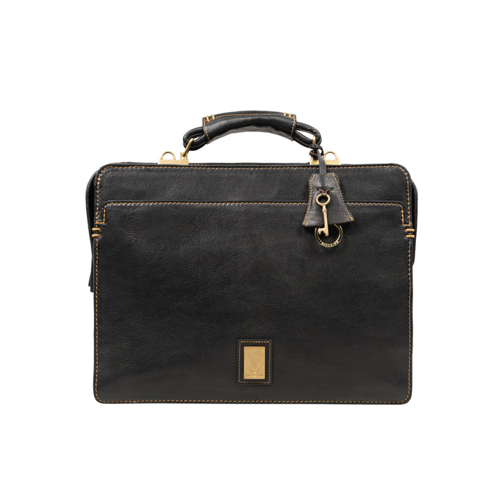 Viscounti 02 Black Leather Briefcase