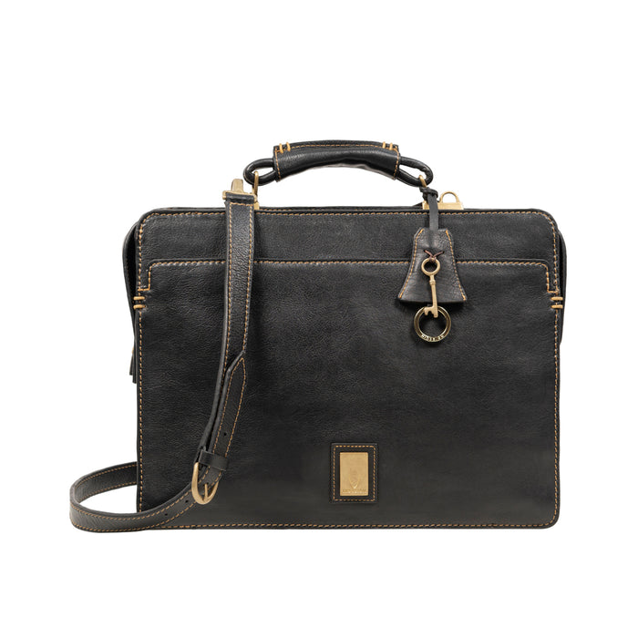 Viscounti 02 Black Leather Briefcase