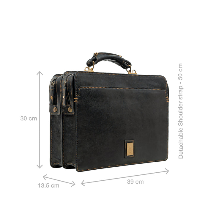 Viscounti 02 Black Leather Briefcase