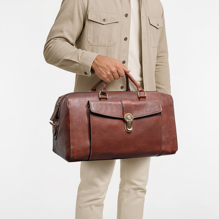 Viscounti 03 Tan Leather Duffle Bag