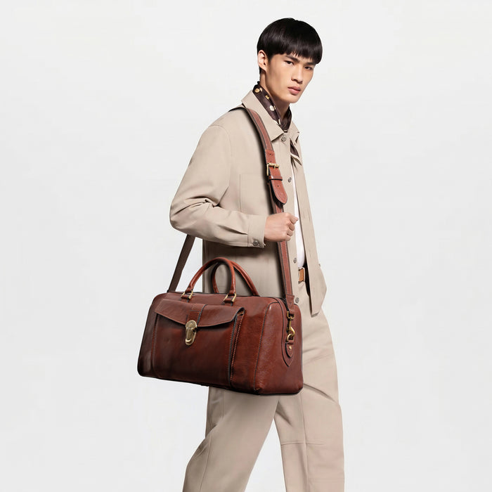 Viscounti 03 Tan Leather Duffle Bag
