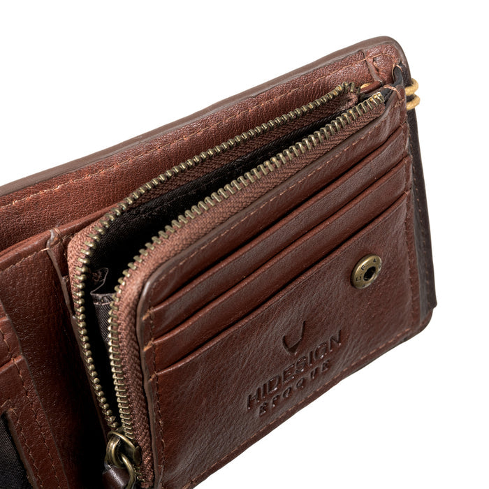 Viscounti W1 Tan Leather Tri-Fold Wallet
