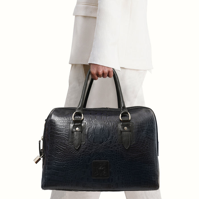 Wanderer 03 Blue Leather Duffle Bag