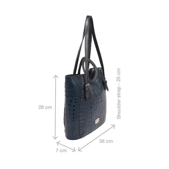Whitney 01 Blue Leather Tote Bag