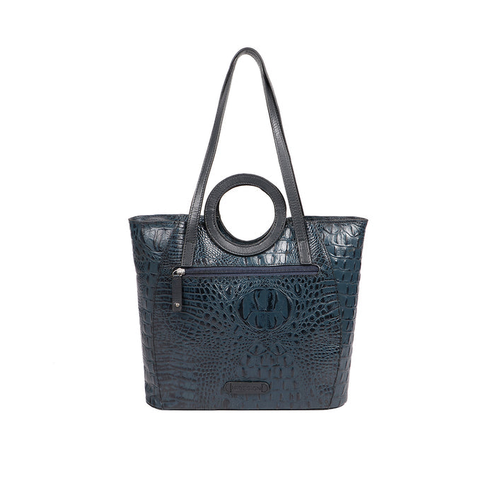 Whitney 01 Blue Leather Tote Bag