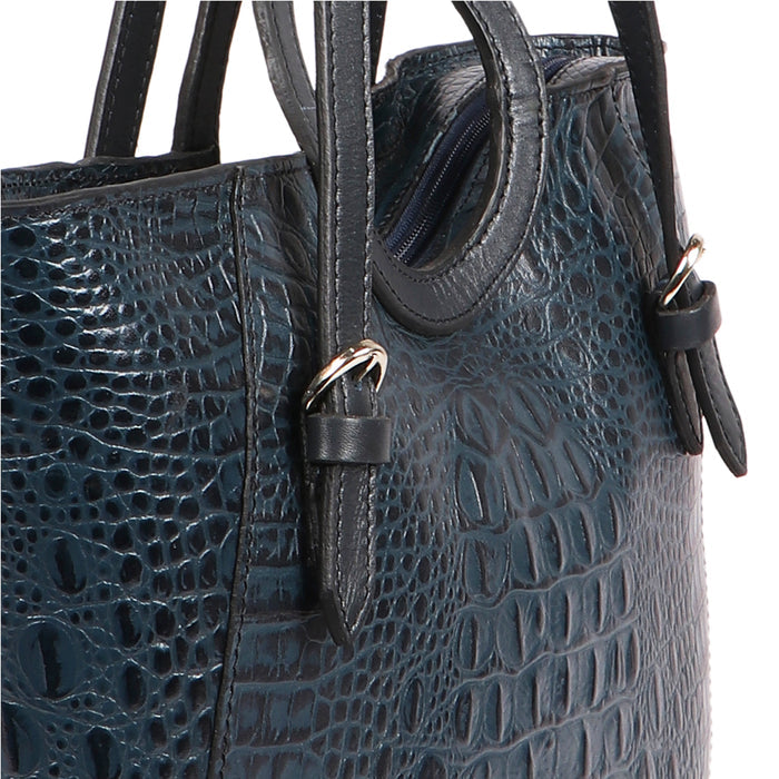 Whitney 01 Blue Leather Tote Bag
