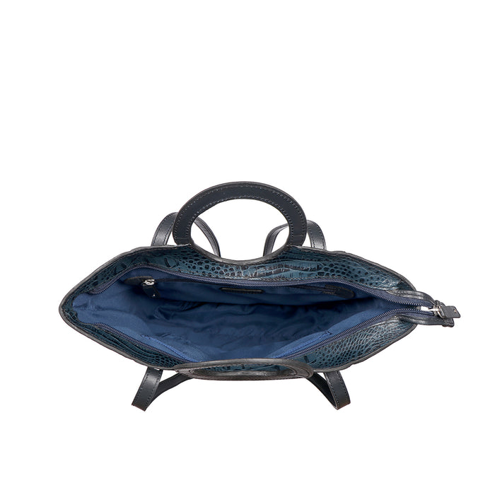 Whitney 01 Blue Leather Tote Bag