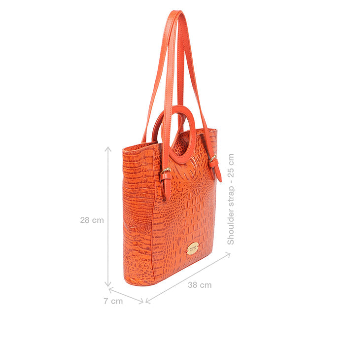 Whitney 01 Orange Leather Tote Bag