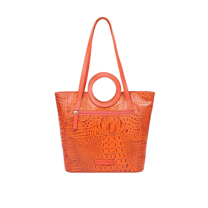 Whitney 01 Orange Leather Tote Bag