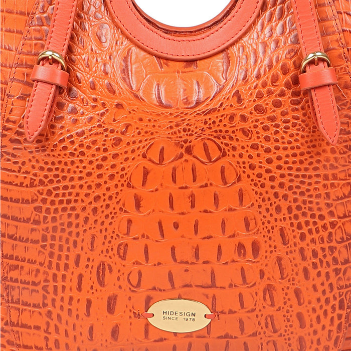 Whitney 01 Orange Leather Tote Bag