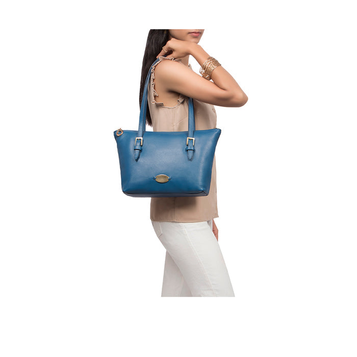 Whitney 02 Blue Leather Tote Bag