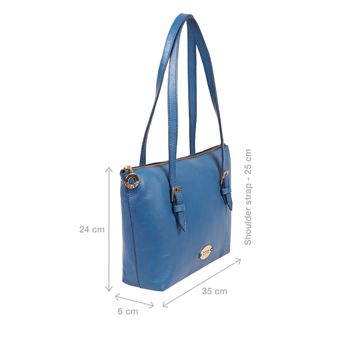 Whitney 02 Blue Leather Tote Bag