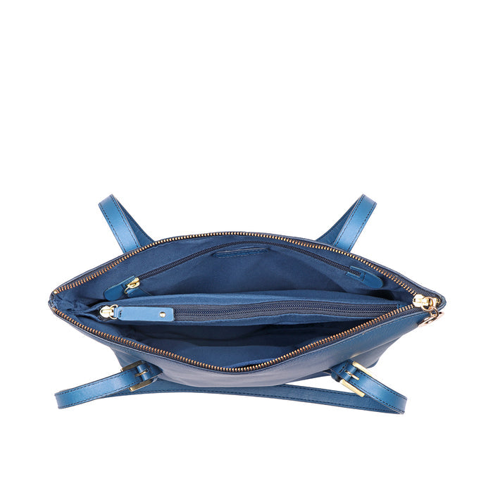 Whitney 02 Blue Leather Tote Bag
