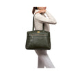 Whitney 03 Green Leather Tote Bag