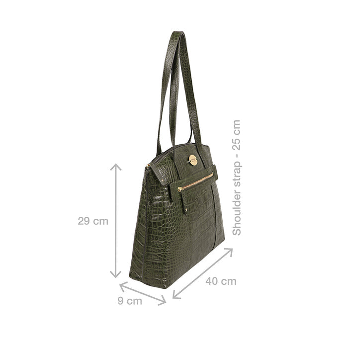 Whitney 03 Green Leather Tote Bag