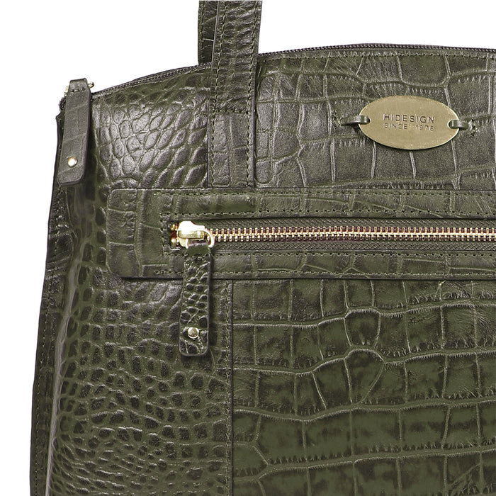 Whitney 03 Green Leather Tote Bag