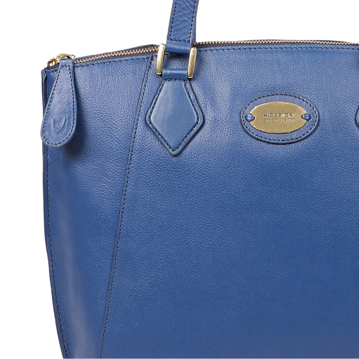 Whitney 04 Blue Leather Tote Bag