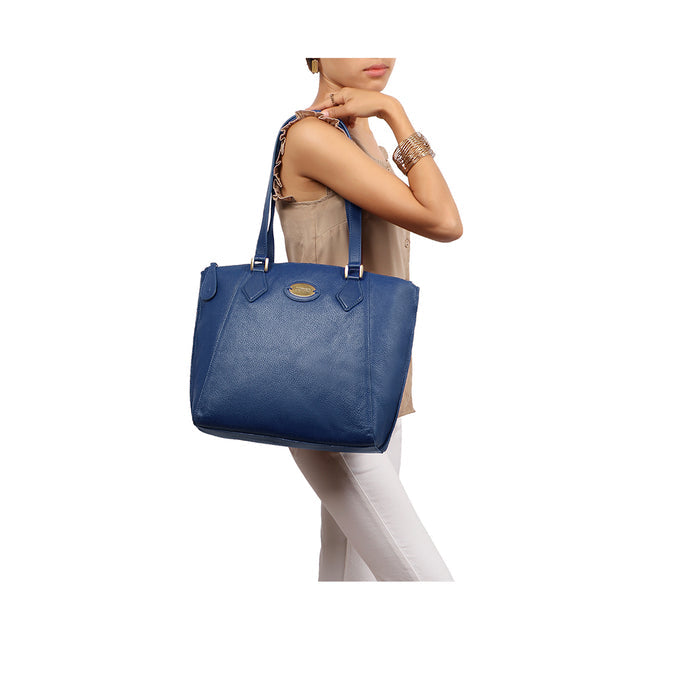 Whitney 04 Blue Leather Tote Bag