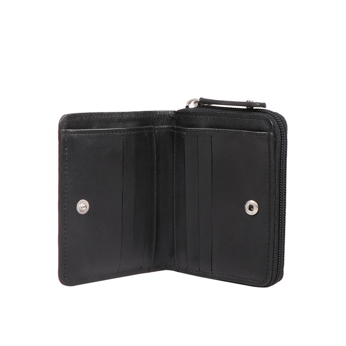 Whitney W1 Black Leather Zip Around Wallet