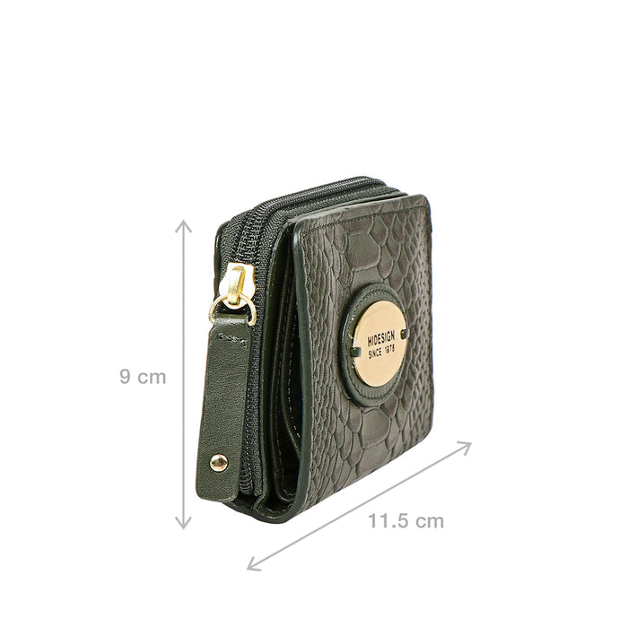 Whitney W1 Green Leather Zip Around Wallet