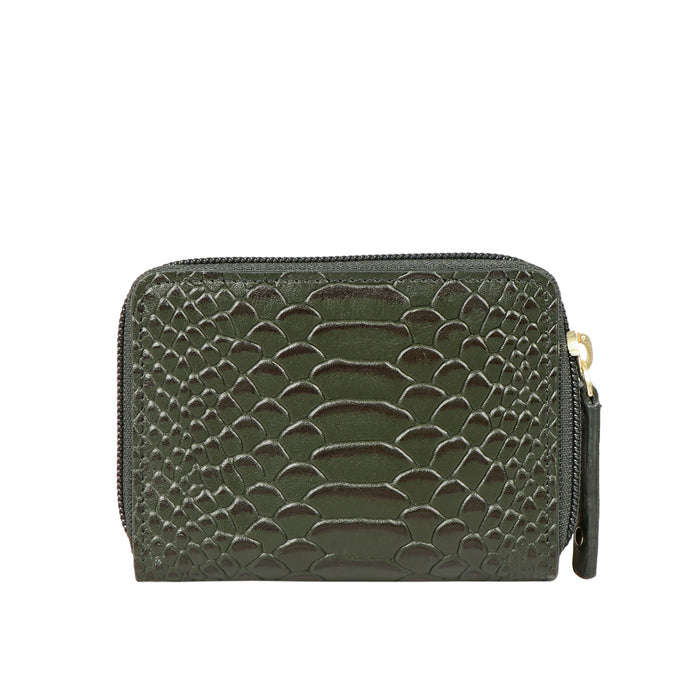 Whitney W1 Green Leather Zip Around Wallet