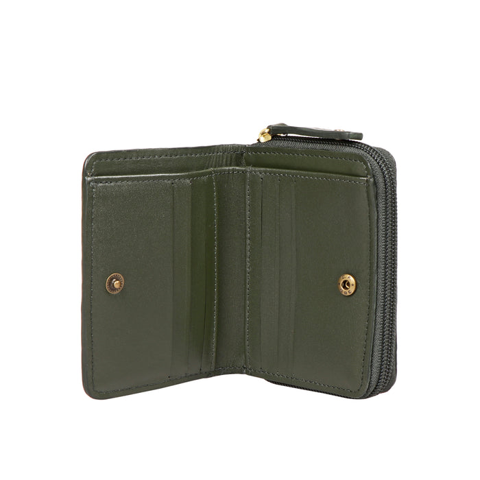 Whitney W1 Green Leather Zip Around Wallet