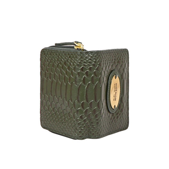 Whitney W1 Green Leather Zip Around Wallet