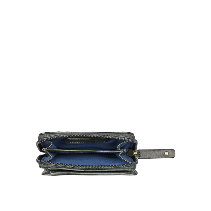 Whitney W1 Green Leather Zip Around Wallet