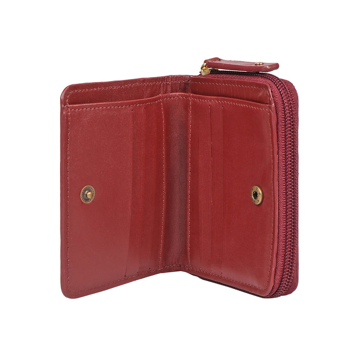 Whitney W1 Red Leather Zip Around Wallet