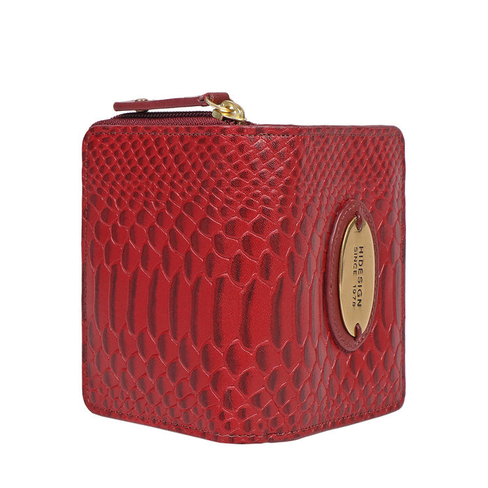 Whitney W1 Red Leather Zip Around Wallet