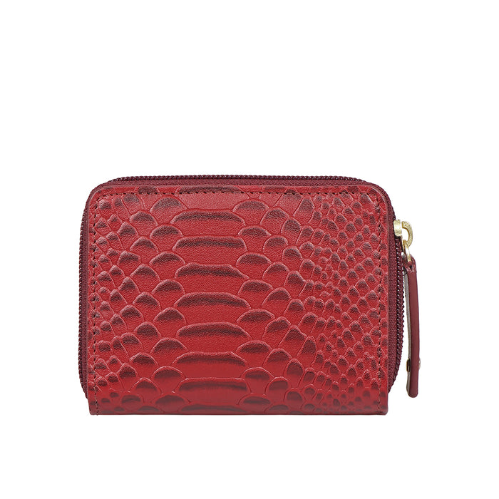 Whitney W1 Red Leather Zip Around Wallet