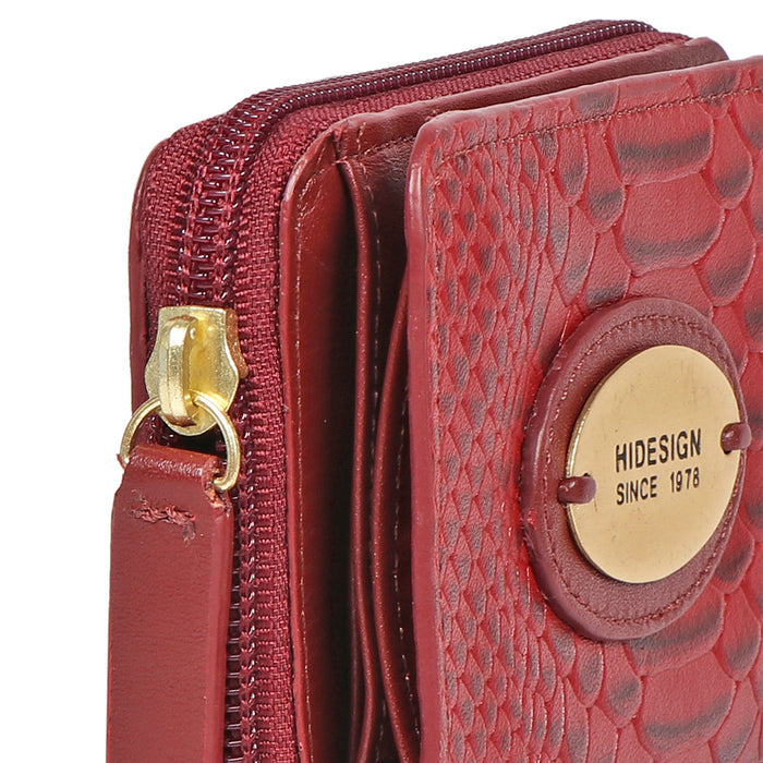 Whitney W1 Red Leather Zip Around Wallet
