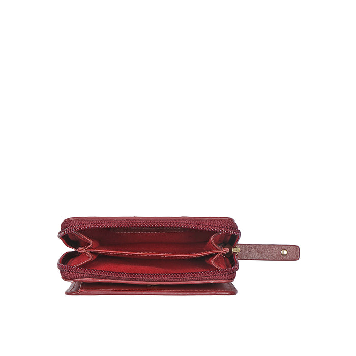 Whitney W1 Red Leather Zip Around Wallet