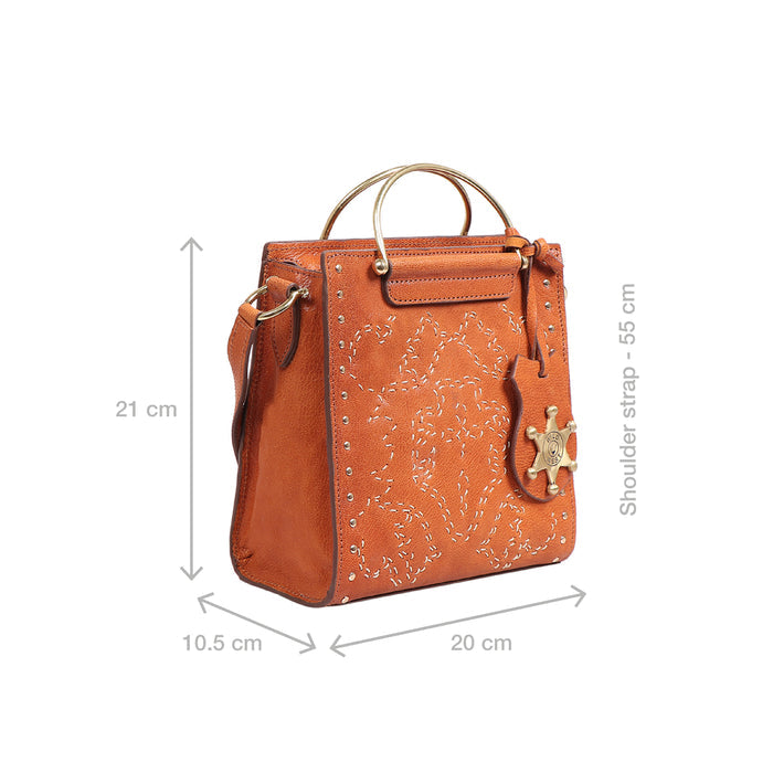 Wild Rose 02 Orange Leather Satchel